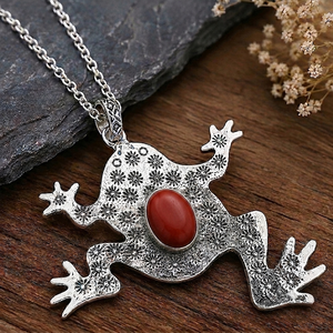 จี้รูปกบไฮโดรคอรัลลายดอกไม้ รูปวงรี ชุบเงิน ทำจากทองเหลือง จาก Jewelry Town รุ่น JT-016 ของขวัญวันครบรอบสำหรับทุกเพศ - Product Image 4