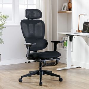 Sedia da Ufficio Ergonomica in Rete con Ruote Silenziose a 360 Gradi, Braccioli Regolabili, Poggiapiedi, Supporto Lombare 3D, Poggiatesta Multifunzionale - Product Image 2