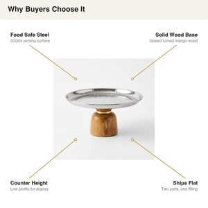 Handmade 22 cm SS304 Mirror Steel Cake Stand Food Safe Wood Pedestal for Cafe Home Decor Hotel & Wedding Table <b>Molded</b> Cake Tools - Product Image 5