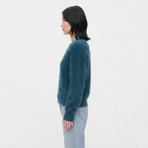 Pull en laine mohair surdimensionné pour femmes, col rond, manches longues, 100% acrylique, pull décontracté d'hiver, épaules tombantes, pull pour femmes - Product Image 3