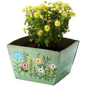 Cesta de flores para decoração, multicolorida, pintada à mão, reciclar, para plantar pneus, balde, flores, para decoração de casa