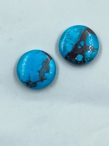 Turquoise naturelle de qualité supérieure, couleur bleue, forme arrondie, 42,00 carats, 2 pièces pour la fabrication de bijoux - Product Image 1