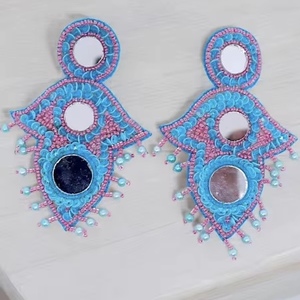 #1 Fan <b>foam</b> finger beaded earrings Beads Embellished Hand <b>Crafted</b> Parrot Stud Earrings from the brand BaubleBar - Product Image 3