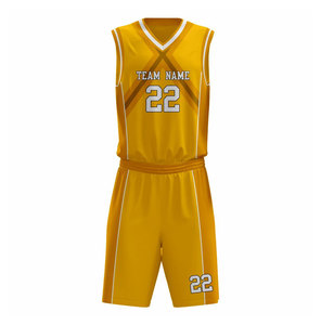 Uniformes de Baloncesto Personalizados, Camiseta Amarilla Sublimada con Cuello en V sin Mangas, Pantalones Cortos, Poliéster que Absorbe la Humedad, Nombre del Equipo 22 - Product Image 3
