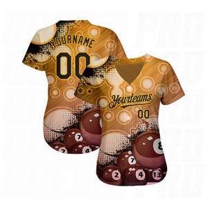 Camiseta de Béisbol Auténtica Personalizada con Diseño de Patrón 3D en Dorado y Negro - Product Image 2