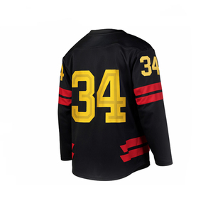 Camiseta de Hockey sobre Hielo Negra Personalizada para Hombre, Transpirable, con Nombre y Número Personalizados, Uniforme de Equipo, OEM al por Mayor - Product Image 4