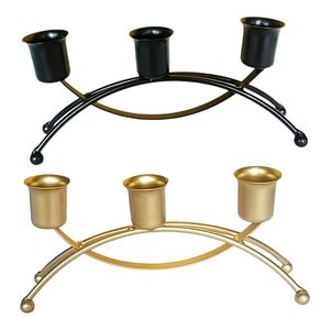 Candelabro Triple de Metal Dorado de Lujo, Centro de Mesa Decorativo Moderno, Portavelas Cónicas para Decoración del Hogar - Product Image 3