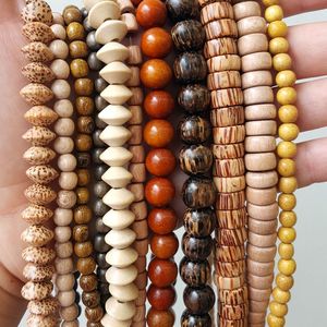 Perles en bois naturel de style antique, formes rondes et carrées assorties, pour la création de bijoux DIY, perles en vrac - Product Image 6