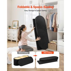 Banco de cama de felpa Teddy, otomana tapizada grande plegable, otomana ovalada plegable con almacenamiento, taburetes y otomanas - Product Image 4