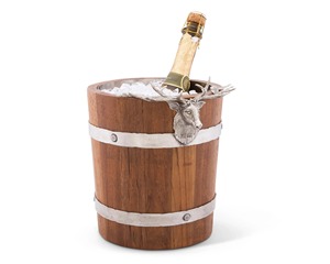Cubo de hielo de madera y metal estilo lujoso con diseño de cabeza de ciervo para champán, ideal para el hogar o bar. - Product Image 6
