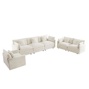 Divano Sezionale Moderno a 3 Posti con Seduta Extra Profonda, Divano Oversize a 3 Posti e Poltrona Singola per Soggiorno, Set da 3 Pezzi - Product Image 4