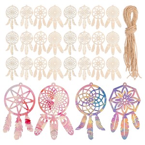 Ensemble de attrape-rêves bohèmes en bois de pin artisanal - Art mural en macramé en gros - Product Image 2
