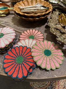 Sous-verre en perles imprimées Leche, motif floral classique, écologique, rond, lavable, fait main, diamètre personnalisé, en tissu - Product Image 3