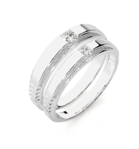 925 Sterling Silver Silver Plated Solitaire Minimalist <b>Couple</b> <b>Rings</b> - Product Image 2