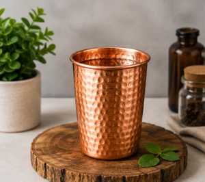 Handmade Hammered Copper <b>Drinking</b> Cup Vintage Style Eco-Friendly for Dining Use Premium Copper <b>Glasses</b> Ayurvedic Water Cup - Product Image 1