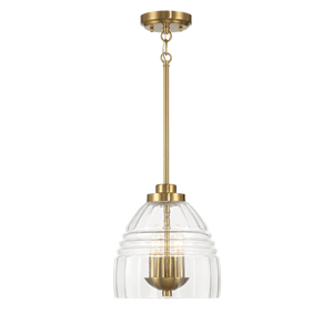 Lampadario a 3 Candele in Vetro Trasparente e Ottone Satinato con Catena - Product Image 3