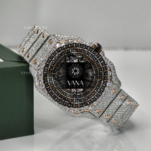 Reloj Mecánico de Lujo Personalizado OEM de Dos Tonos con Esqueleto, Completamente Cubierto de Moissanita, Reloj Hip Hop para Hombre - Product Image 1