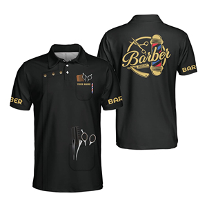 เสื้อยืดผู้ชายพิมพ์ลายคุณภาพดี โพลีเอสเตอร์/คอตตอน สำหรับร้านตัดผม ร้านเสริมสวย ร้านทำเล็บ  รับผลิตตามแบบ พร้อมสกรีนโลโก้  ขายดีอันดับหนึ่ง - Product Image 1