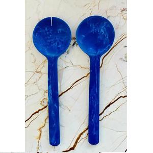 Exclusive Design Kiswah Craft Resin Salad Server Spoon Fork Set with <b>Green</b> Resin Handle Dishwasher & <b>Microwave</b> Safe Kitchenware - Product Image 1