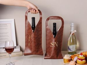 Porta Vino de Cuero Genuino con Logotipo Personalizado, Venta al por Mayor, Porta Vino de Cuero Premium para una Sola Botella, Bolsa de Regalo LEB-0061 - Product Image 4