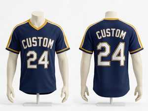 Camiseta de Béisbol Personalizada Azul Marino, Manga Corta, Cuello en V, Transpirable, de Poliéster, para Hombre, Corte Regular, Impresión Sublimada 24 - Product Image 1