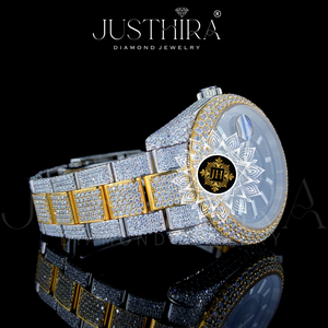 Reloj de 46 mm con Diamante Moissanite, Cuarzo, Acero Inoxidable y Cristal de Zafiro, Precio de Fábrica de Proveedor Indio, Moderno, Lujoso y Elegante - Product Image 4