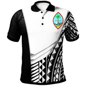 Polo imprimé polynésien Guam pour homme, manches courtes, motif noir et rouge, décontracté, respirant, 100 % polyester, coupe classique - Product Image 6