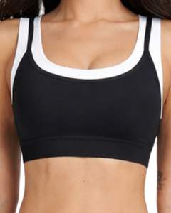 Ensemble de sport personnalisé pour femme : soutien-gorge contrastant noir et blanc et pantalon évasé taille haute extensible pour yoga, fitness et gym – Vente en gros OEM personnalisée - Product Image 3