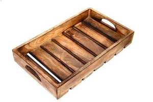 Plateau de service rectangulaire en bois de luxe, fait main, design minimaliste, assiettes et plats au meilleur prix - Product Image 6
