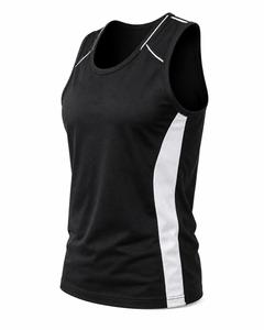 Men's <b>Black</b> Sleeveless <b>Tank</b> <b>Top</b> O-Neck Color Blocked Quick Dry Sporty Knitted Workout Shirt Breathable Men <b>Tank</b> <b>Top</b> - Product Image 1