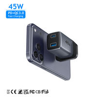 Chargeur rapide KYT 45W double et triple port avec corps minuscule et charge rapide pour iPhone/Samsung avec technologie Smart IC et GaN