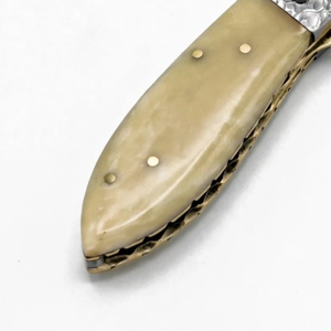 Navaja Plegable con Mango Color Bronce Claro, Empuñaduras Grabadas en Tono Plateado y Hoja con Diseño para Viajes al Aire Libre, Equipo de Camping y Set de Regalo - Product Image 6