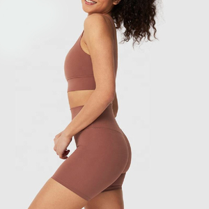 Conjunto de Top Corto Marrón y Pantalones de Yoga de Cintura Alta para Mujer, Ajuste Ceñido, Informal, de Secado Rápido, Transpirable - Product Image 2