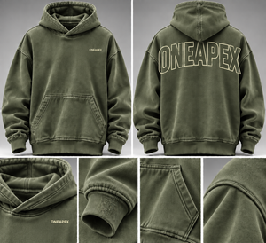 Sudadera con Capucha Extra Grande para Hombre, Color Verde Oliva, con Logotipo en la Espalda, Estilo Urbano - Product Image 6