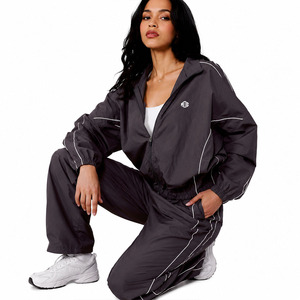 Women's Black Loose Breathable Autumn Windbreaker 2-Piece for Women <b>Lightweight</b> Oversized Plain 100% Nylon <b>Jacket</b> for men USA - Product Image 4
