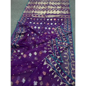 Sari Jamdani en coton imprimé numérique de style traditionnel bangladais de qualité supérieure pour femmes, protection solaire, séchage rapide, toutes saisons, mariage - Product Image 5