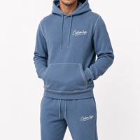 Ensemble survêtement homme grande taille en coton tricoté premium, sweat à capuche et pantalon de survêtement épais, respirant, avec poches, décontracté