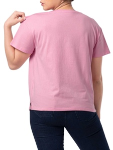 Camiseta de Manga Corta para Mujer, Cuello Redondo, Color Rosa, 100% Algodón, Transpirable, Corte Regular, Informal, con Bolsillo Frontal, Tejido de Punto - Product Image 2