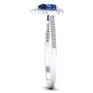 Bagues de fiançailles REYES GRA certifiées VVS Moissanite en argent sterling 925 avec saphir bleu, bijoux fins pour femmes - Product Image 3