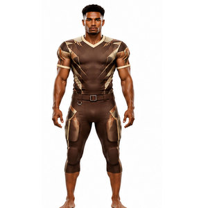 Conjunto de Uniforme de Fútbol Sublimado para Hombre, Patrón Marrón Dorado, Transpirable, Poliéster, Jersey y Pantalones para Adulto, Fusión sin Costuras - Product Image 1