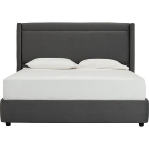 Modern Minimalist <b>Queen</b> <b>Size</b> Wingback Platform <b>Bed</b> Frame Sturdy Fabric Bedstead for Luxury Hotel and Apartment Bedroom - Product Image 3