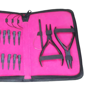Kit d'outils tout-en-un pour extensions capillaires avec ouvre-anneaux micro, pince de fermeture, applicateur de bandes adhésives, enfile-boucles, peigne à queue et fermeture éclair - Product Image 6