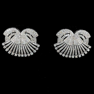 Pendientes de lujo estilo Art Deco en oro de 14K con diamantes creados en laboratorio de 10 quilates en total, VVS-VS, diamantes CVD, joyería fabricada por proveedor indio. - Product Image 1