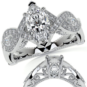 แหวนเพชรแท้รับรองโดย IGI ทอง 18k ทรงมาร์คีส์ ดีไซน์แบบ Infinity แหวนเพชรเพาะเลี้ยงสำหรับผู้หญิง - Product Image 5