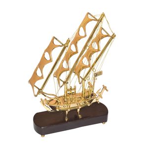 Pure Brass Ship Showpiece with Wooden Base <b>Nautical</b> Home <b>Decor</b> Luxury Gift Item - Product Image 6