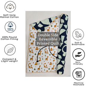 Premium Durable Jaipuri 60"X40" Baby Quilt Floral Hand Block Printed Luxurious Super Soft 100% Cotton Skin Friendly Reversible - Product Image 4