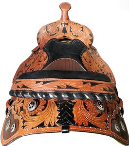 Selle de trail western en cuir américain la plus vendue, selle de cheval western en cuir véritable, harnais pour l'équitation - Product Image 5