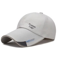 Casquette de baseball blanche 6 panneaux en gros, séchage rapide, chapeau de sport haute qualité, visière longue, respirante, imperméable, unisexe, avec boucle métallique