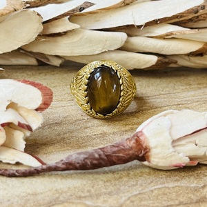 Fashionable Flower Design Brass Tiger Eye <b>Ring</b> 18k Gold Plated <b>Statement</b> Handmade <b>ring</b> Vintage Chunky Wholesale <b>Ring</b> For Women - Product Image 1