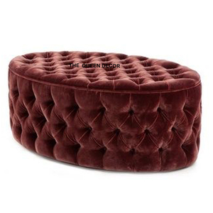 Banco otomano francés vintage de forma rectangular para sala de estar tapizada y decoración de muebles para el hogar y hoteles - Product Image 2